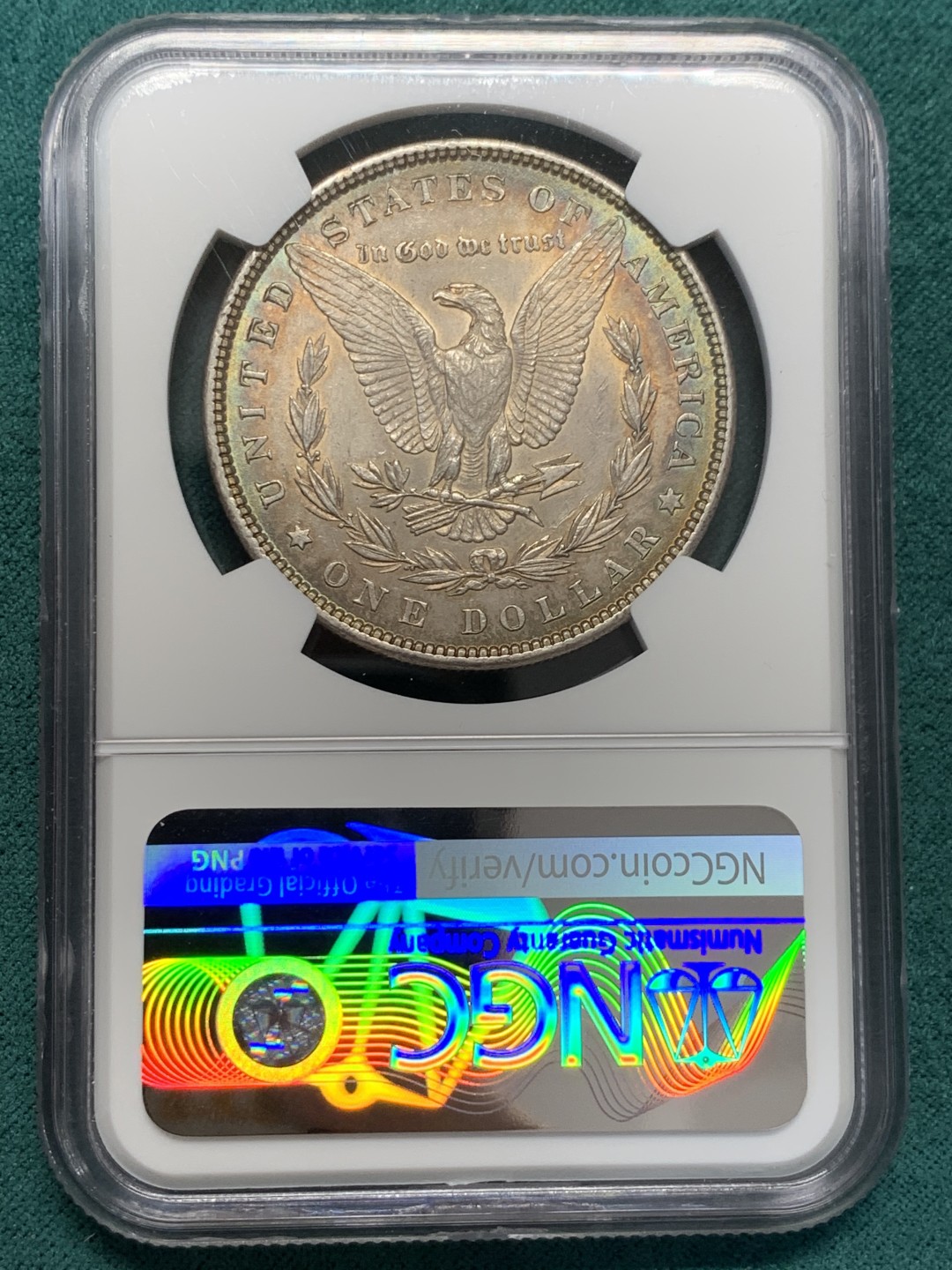 《竞宝斋》第148场-周日，周一 2场 (全场包邮) NGC-MS61 美国1882年 摩根一元大银币 五彩包浆