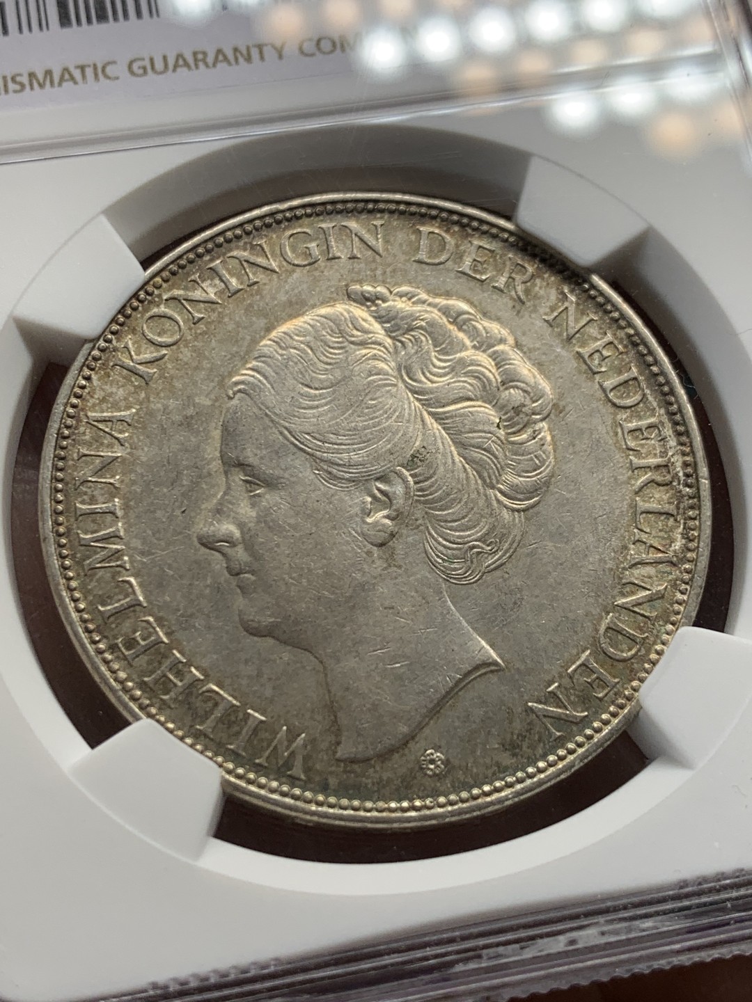 《竞宝斋》第148场-周日，周一 2场 (全场包邮) NGC-UNC 荷兰1937年 威廉米娜女王 2.5盾大银币