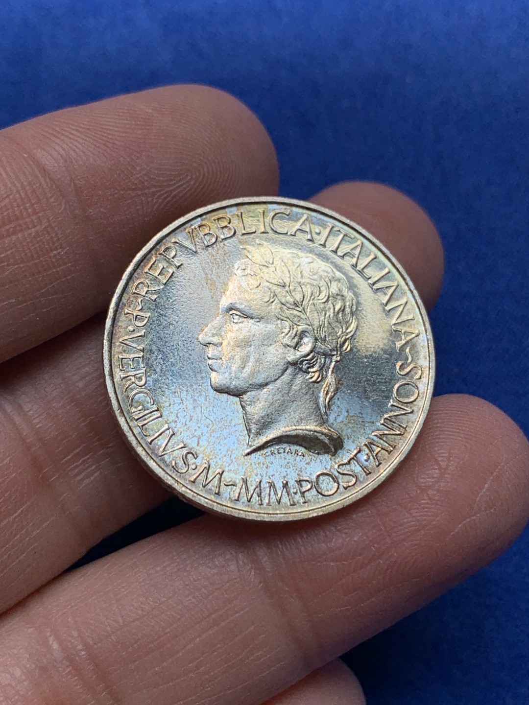 《竞宝斋》第148场-周日，周一 2场 (全场包邮) 意大利 1981年维吉尔逝世200周年纪念500里拉银币 BU状态