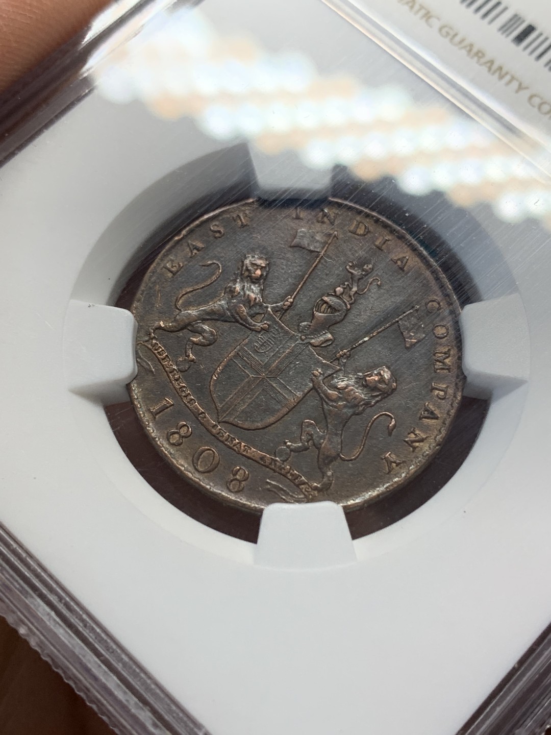 《竞宝斋》第148场-周日，周一 2场 (全场包邮) NGC XF 1808年 英属东印度公司10分铜币