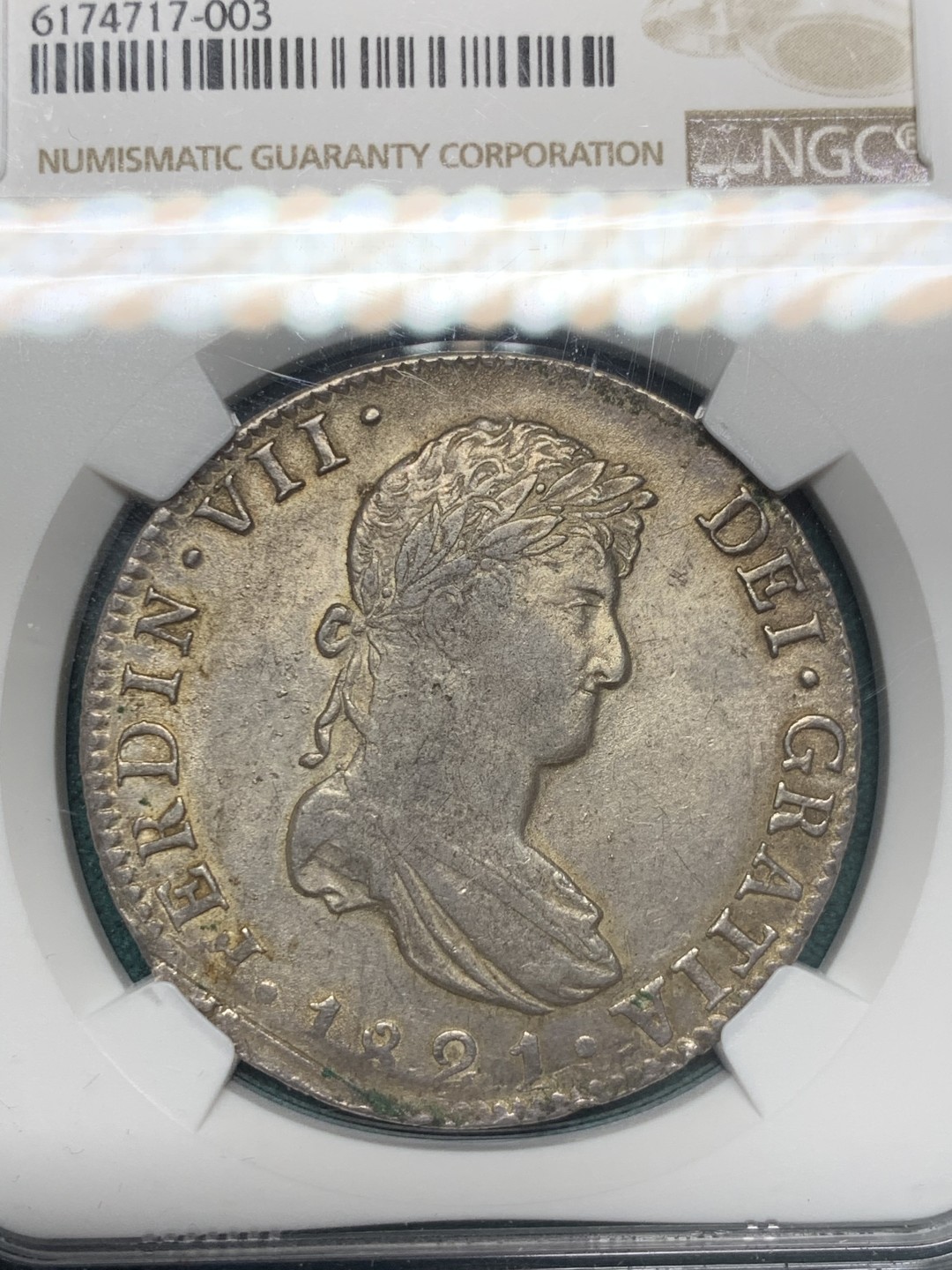 《竞宝斋》第148场-周日，周一 2场 (全场包邮) NGC AU 西属墨西哥 1821年8R银币 费七好品 双柱大银币 头像细节俱全