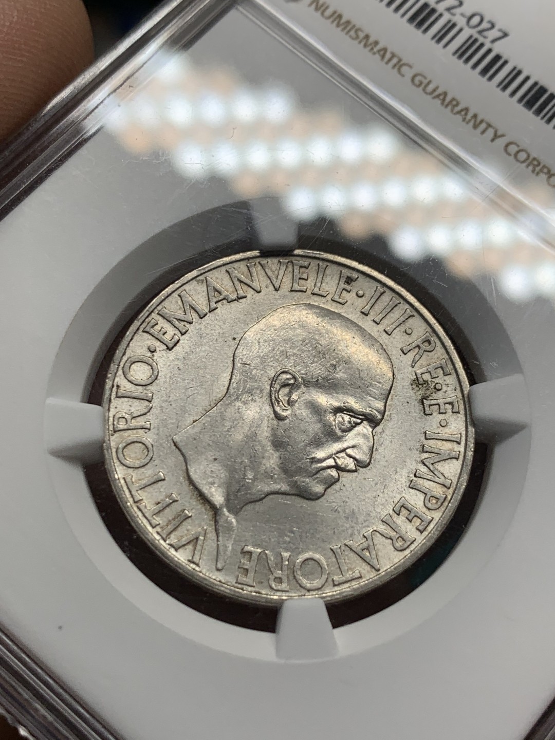 《竞宝斋》第148场-周日，周一 2场 (全场包邮) NGC-MS61 意大利 1936 伊曼纽尔三世 10里拉 银币