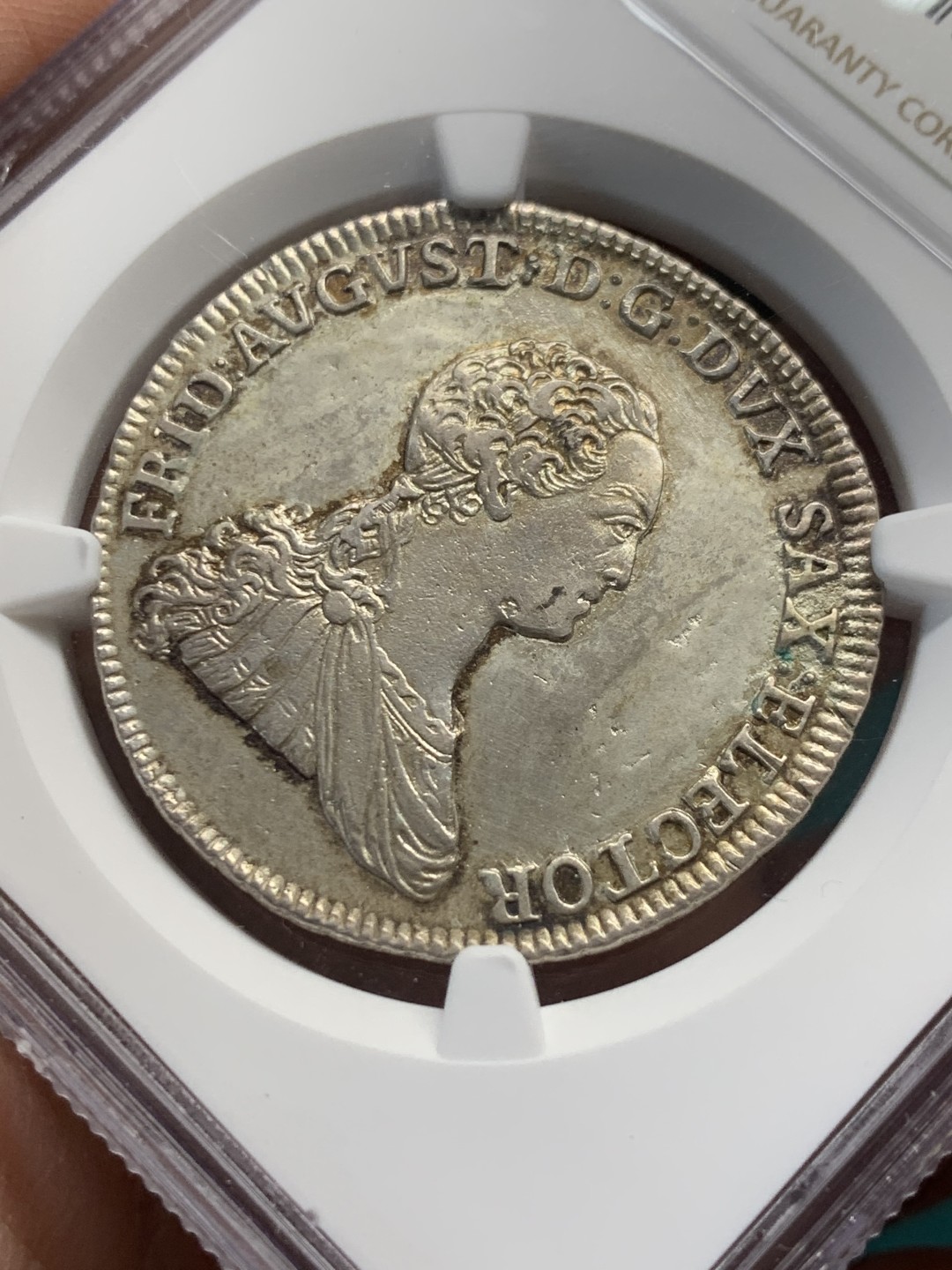 《竞宝斋》第148场-周日，周一 2场 (全场包邮) NGC AU 德国1767年 萨克森 2/3泰勒 银币弗里德里希奥古斯特三世少见 年轻头像