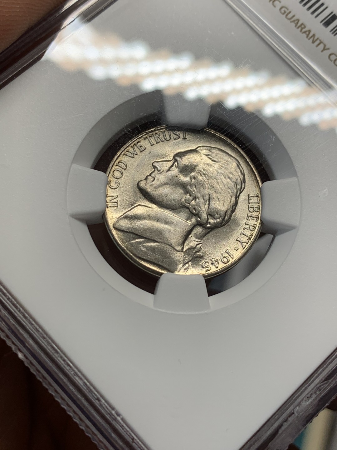 《竞宝斋》第148场-周日，周一 2场 (全场包邮) NGC-MS64 美国1945年 5美分 杰弗逊战时五美分 含银版（仅1942-1945年含银，其余年份为镍币）