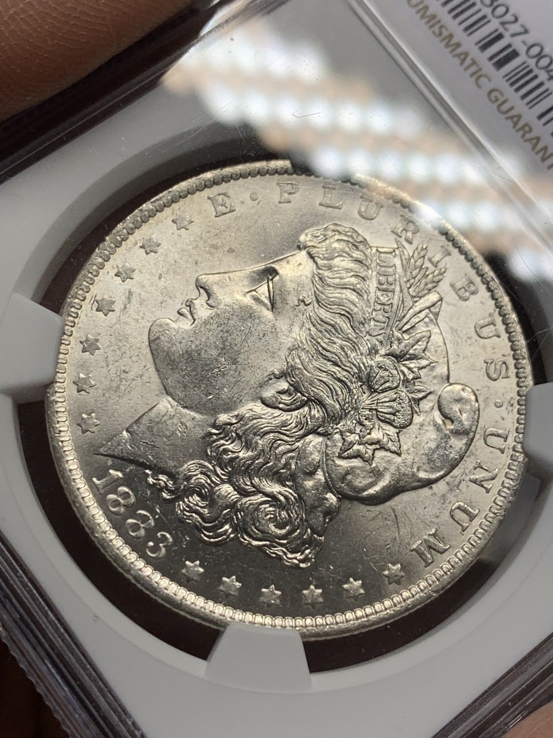 《竞宝斋》第148场-周日，周一 2场 (全场包邮) NGC-MS62 美国 1883 O厂 摩根1美元银币 转光强烈 原光好品