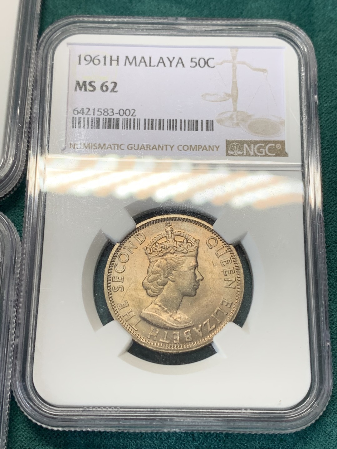 《竞宝斋》第148场-周日，周一 2场 (全场包邮) 5枚一组 NGC MS62-64英属马来亚1961年清年份套币，伊丽莎白二世最后一年的荣光第二年就没有女王头像了