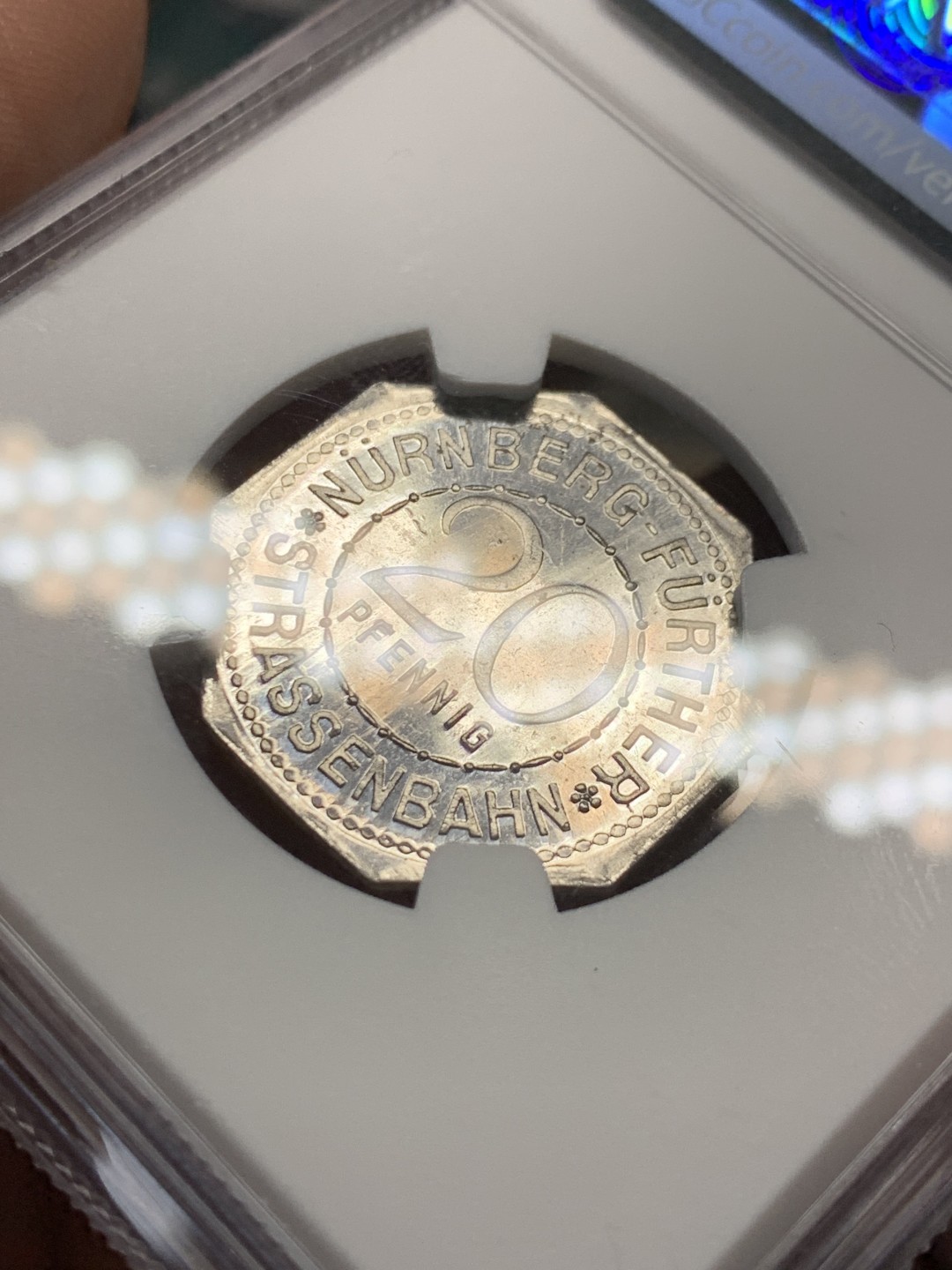 《竞宝斋》第148场-周日，周一 2场 (全场包邮) NGC MS65 德国 纽伦堡 1920年 紧急状态币 20盆尼 人物状态清晰