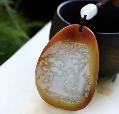 ｜冷门出品｜精选专拍·第壹拾捌场· - 和田玉青白玉精雕意境山水人物牌【配证书】｜尺寸详见图片