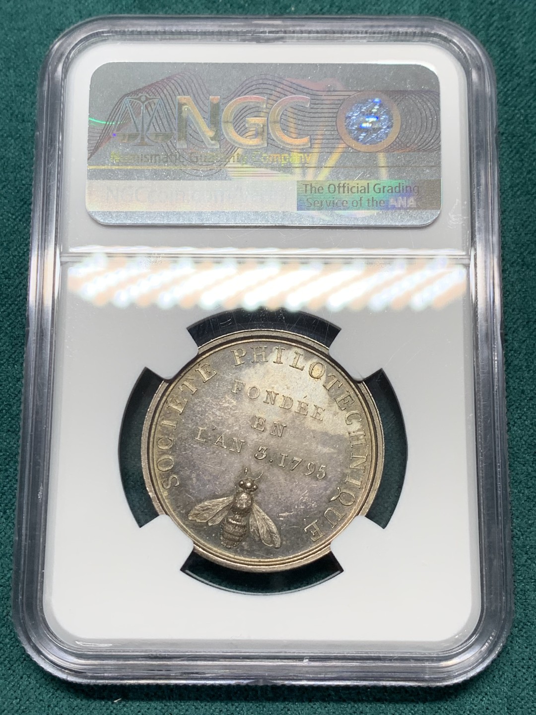 《竞宝斋》第148场-周日，周一 2场 (全场包邮) NGC-MS62 法国1795年 圆形JETON 银质 罕见品种