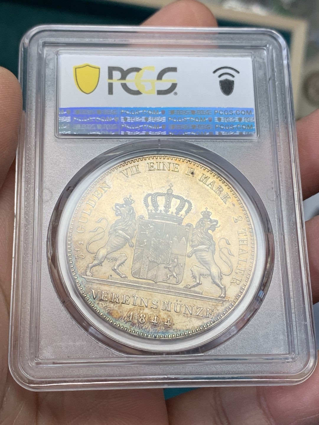 《竞宝斋》第148场-周日，周一 2场 (全场包邮) PCGS-MS61 德国1844年 巴伐利亚 双狮 2泰勒大银币 37克的大家伙