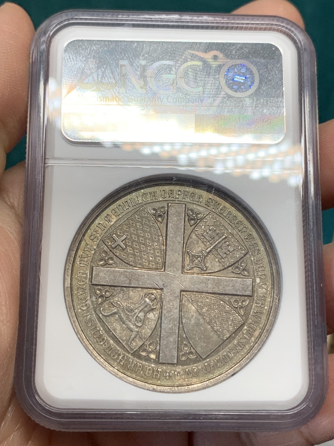 《竞宝斋》第148场-周日，周一 2场 (全场包邮) NGC MS63 1886年瑞士森帕赫战役500周年纪念银章 难得品相状态 镜面底板 五彩包浆