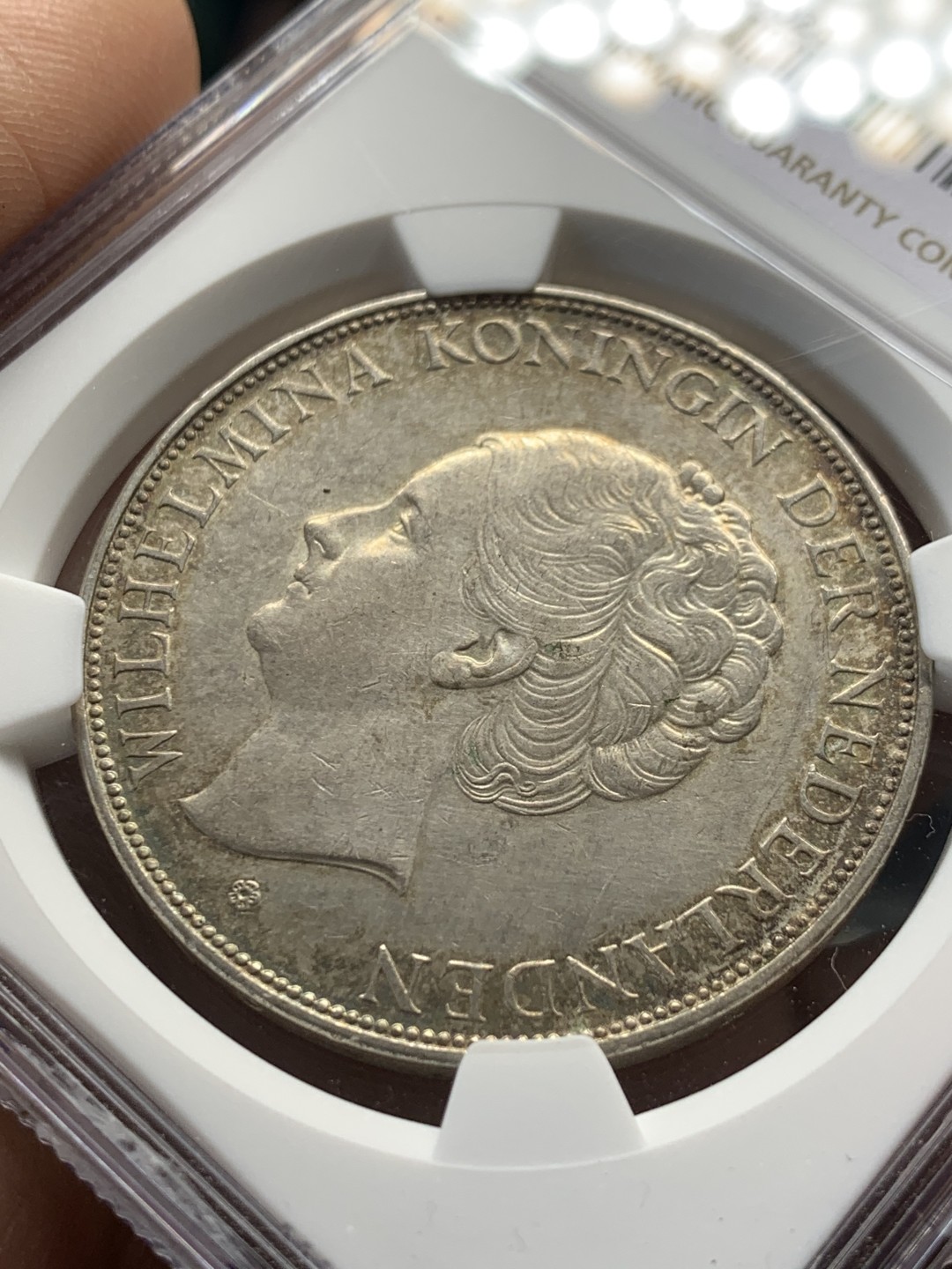 《竞宝斋》第148场-周日，周一 2场 (全场包邮) NGC-UNC 荷兰1937年 威廉米娜女王 2.5盾大银币