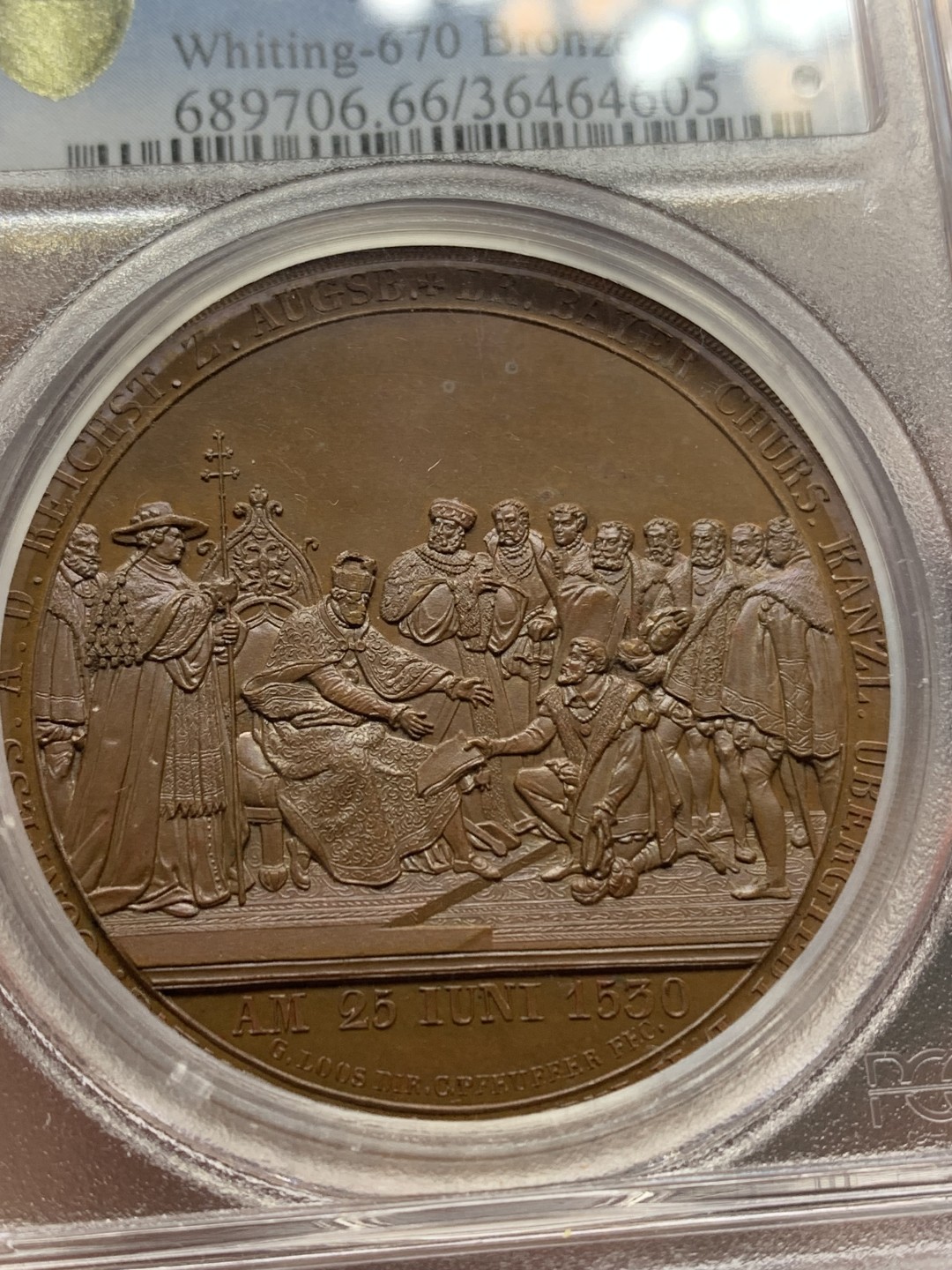 《竞宝斋》第148场-周日，周一 2场 (全场包邮) PCGS SP66 1830年奥格斯堡信条颁布300周年铜章，纷繁复杂的设计包含了众多历史人物和邦徽，P盒唯一纪录，珍藏级