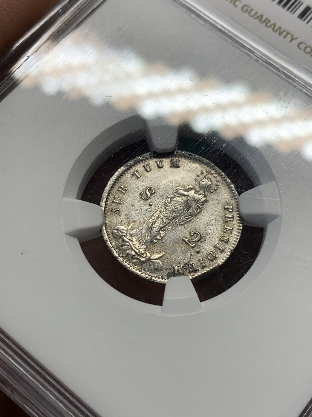 《竞宝斋》第148场-周日，周一 2场 (全场包邮) NGC-MS62 意大利 热那亚 1814年 2Soldi 少见品种  好看的圣母图案