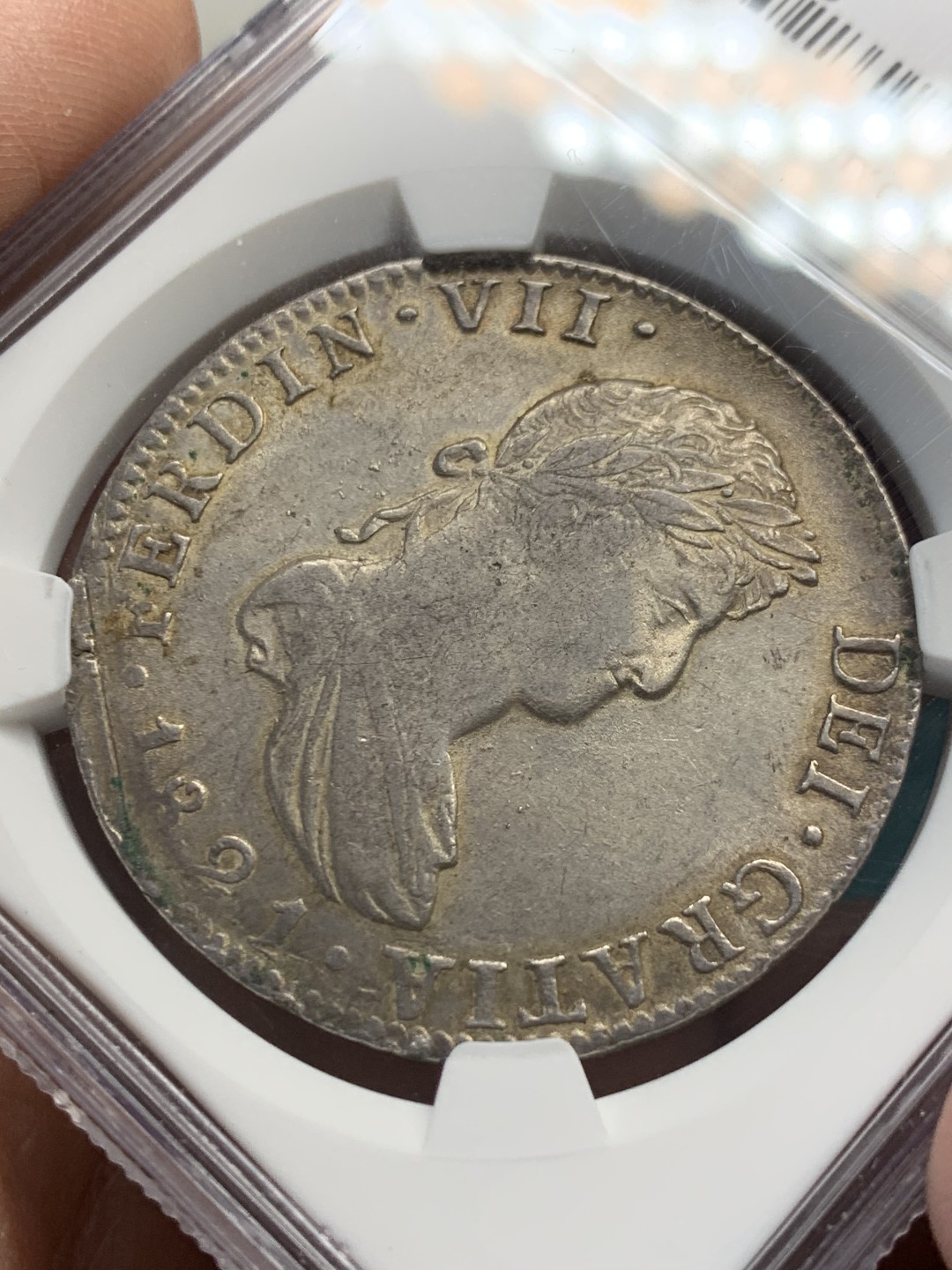 《竞宝斋》第148场-周日，周一 2场 (全场包邮) NGC AU 西属墨西哥 1821年8R银币 费七好品 双柱大银币 头像细节俱全