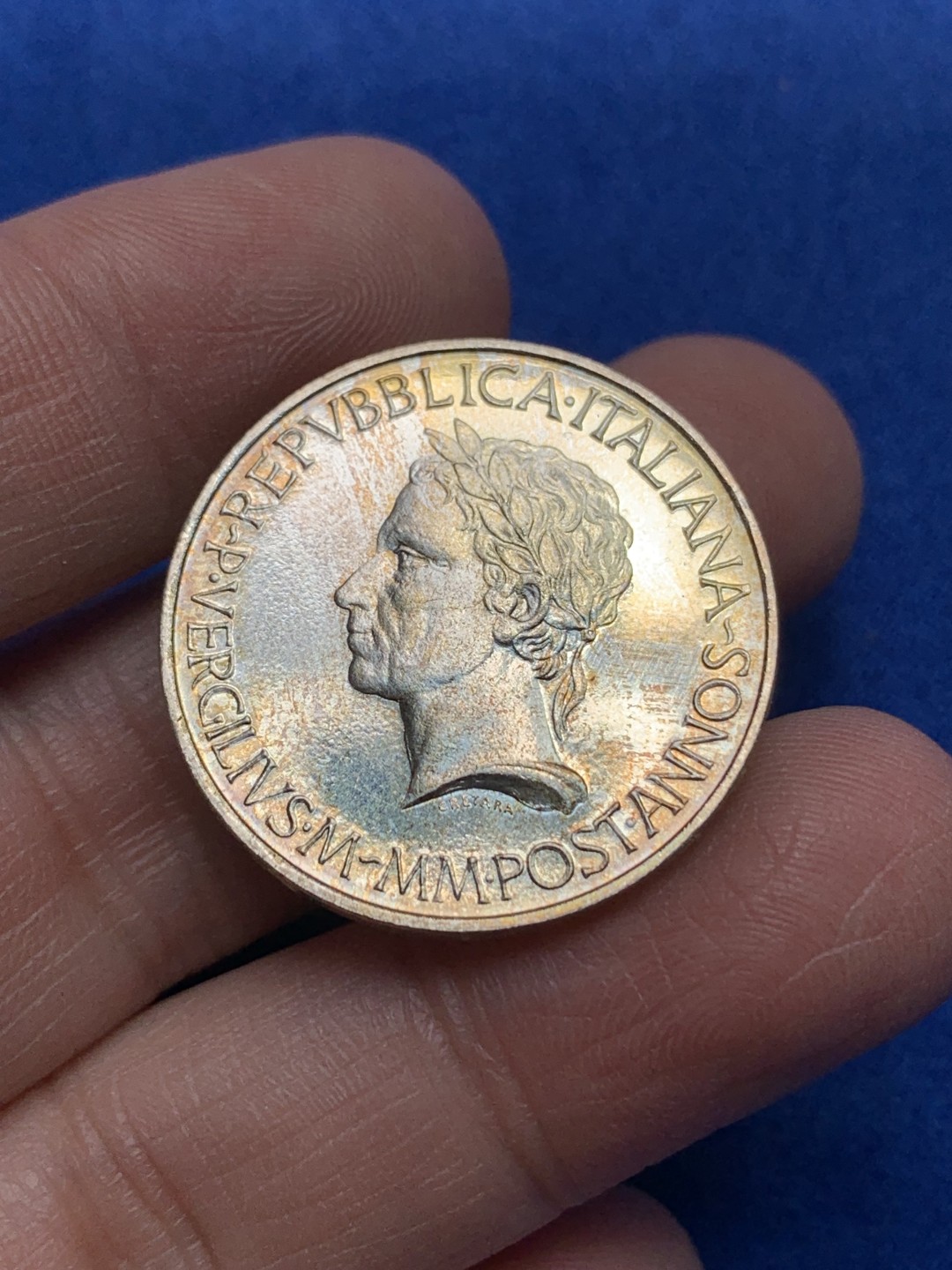 《竞宝斋》第148场-周日，周一 2场 (全场包邮) 意大利 1981年维吉尔逝世200周年纪念500里拉银币 BU状态