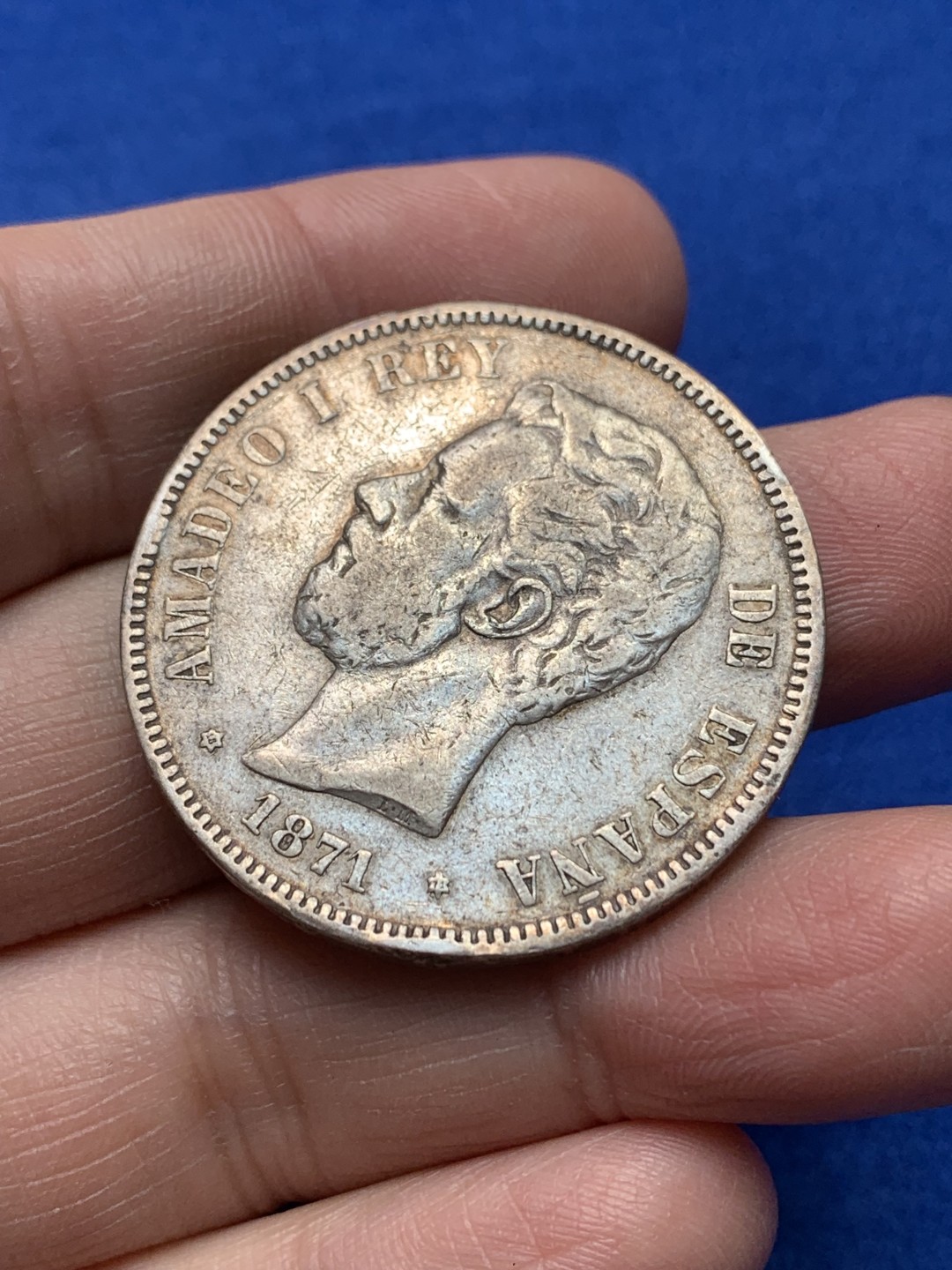 《竞宝斋》第148场-周日，周一 2场 (全场包邮) 西班牙 1871年 阿玛迪奥一世 5比赛塔 大银币