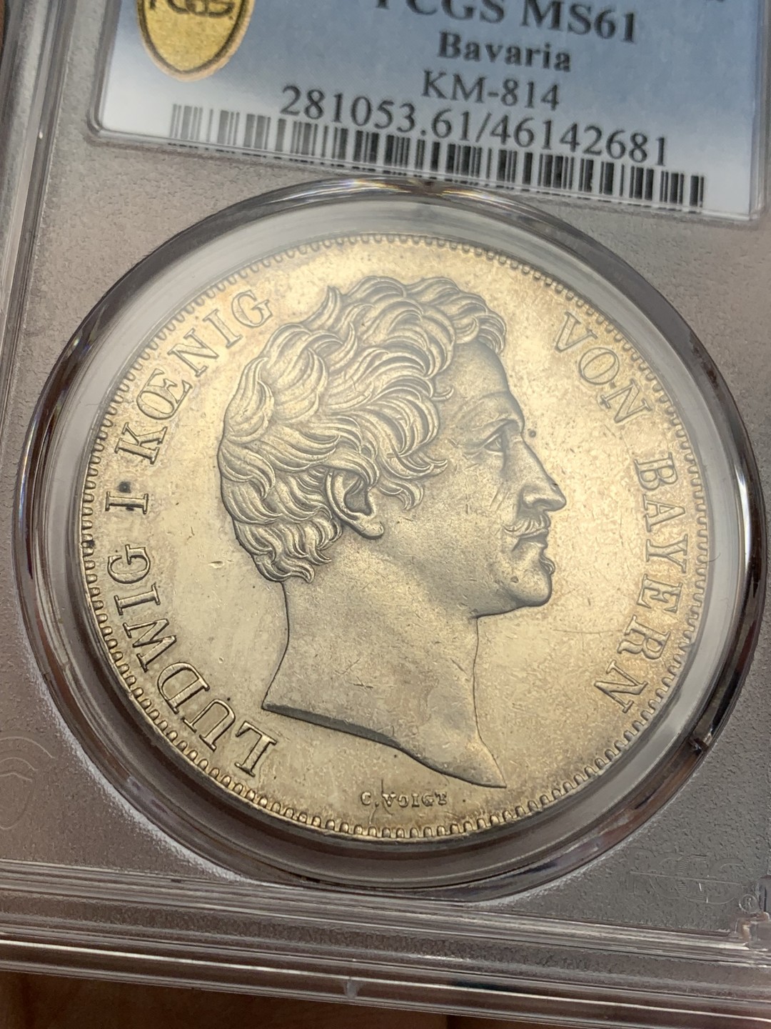 《竞宝斋》第148场-周日，周一 2场 (全场包邮) PCGS-MS61 德国1844年 巴伐利亚 双狮 2泰勒大银币 37克的大家伙