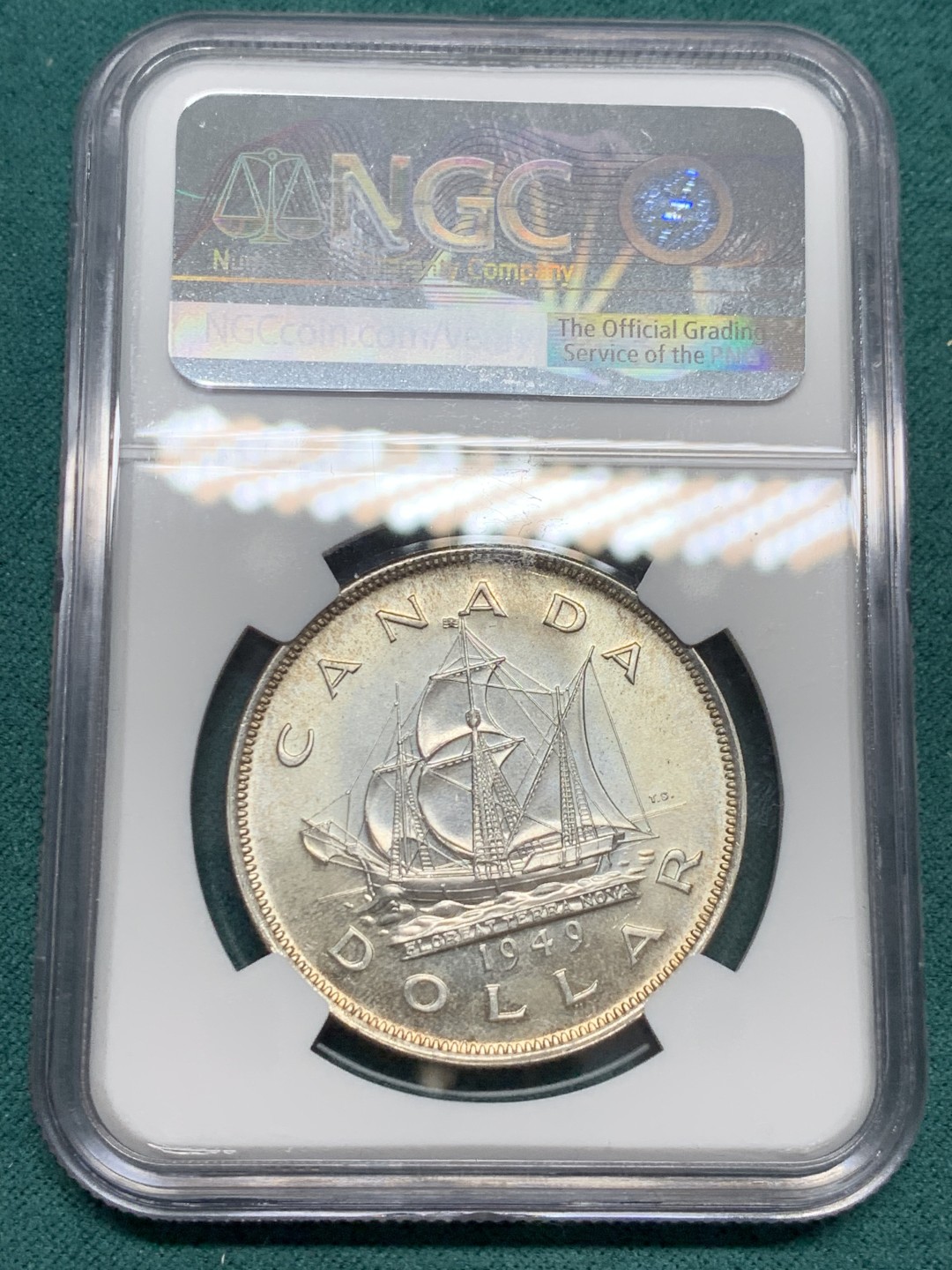 《竞宝斋》第148场-周日，周一 2场 (全场包邮) NGC-MS65 高分 加拿大1949 马太号帆船 1元大银币 镜面底板