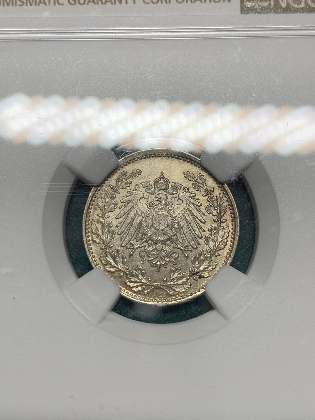 《竞宝斋》第148场-周日，周一 2场 (全场包邮) NGC-MS64 德国 1917D 1/2马克 银币