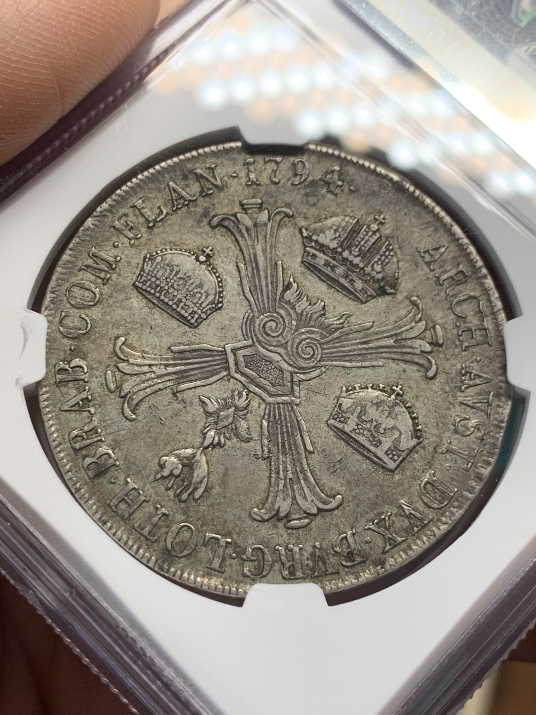 《竞宝斋》第148场-周日，周一 2场 (全场包邮) NGC-AU50 意大利1794年 米兰早1泰勒大银币 原味好品