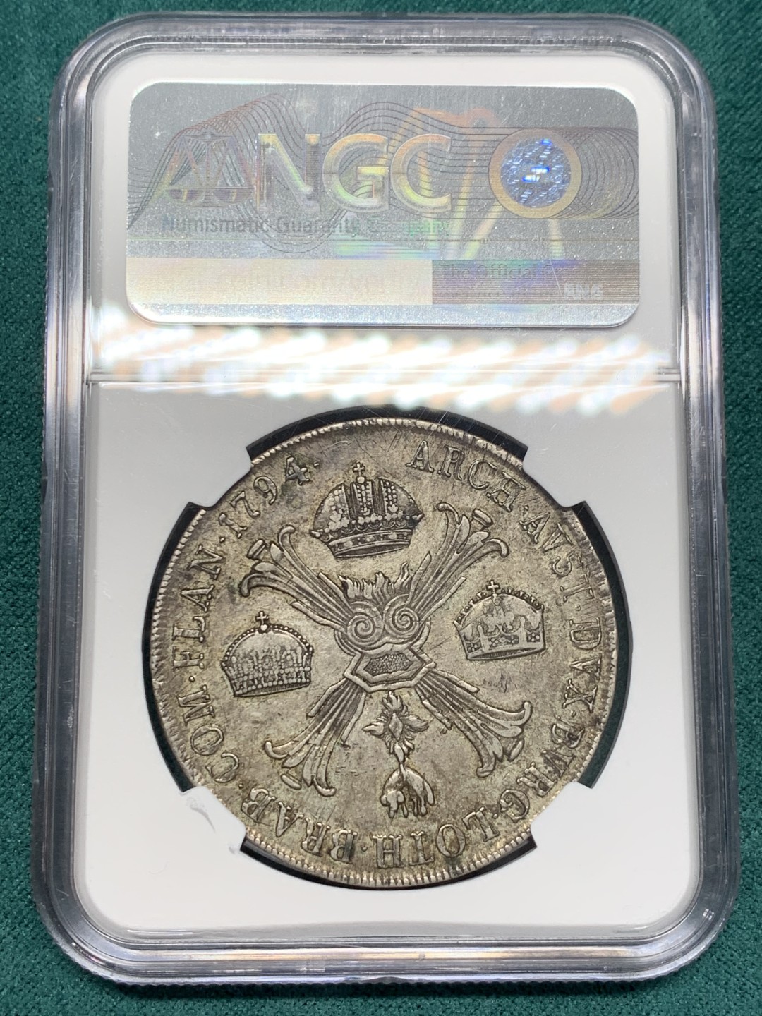 《竞宝斋》第148场-周日，周一 2场 (全场包邮) NGC-AU50 意大利1794年 米兰早1泰勒大银币 原味好品