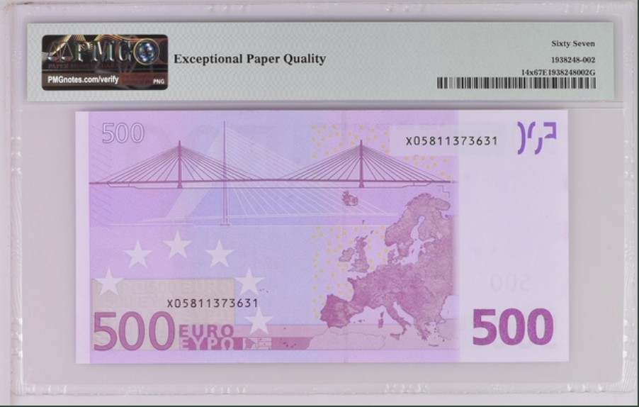 收藏联盟Quantum Auction 第245期拍卖  欧盟国家/德国2002年500欧元 PMG67 第二签名 已经停止发行并且回收