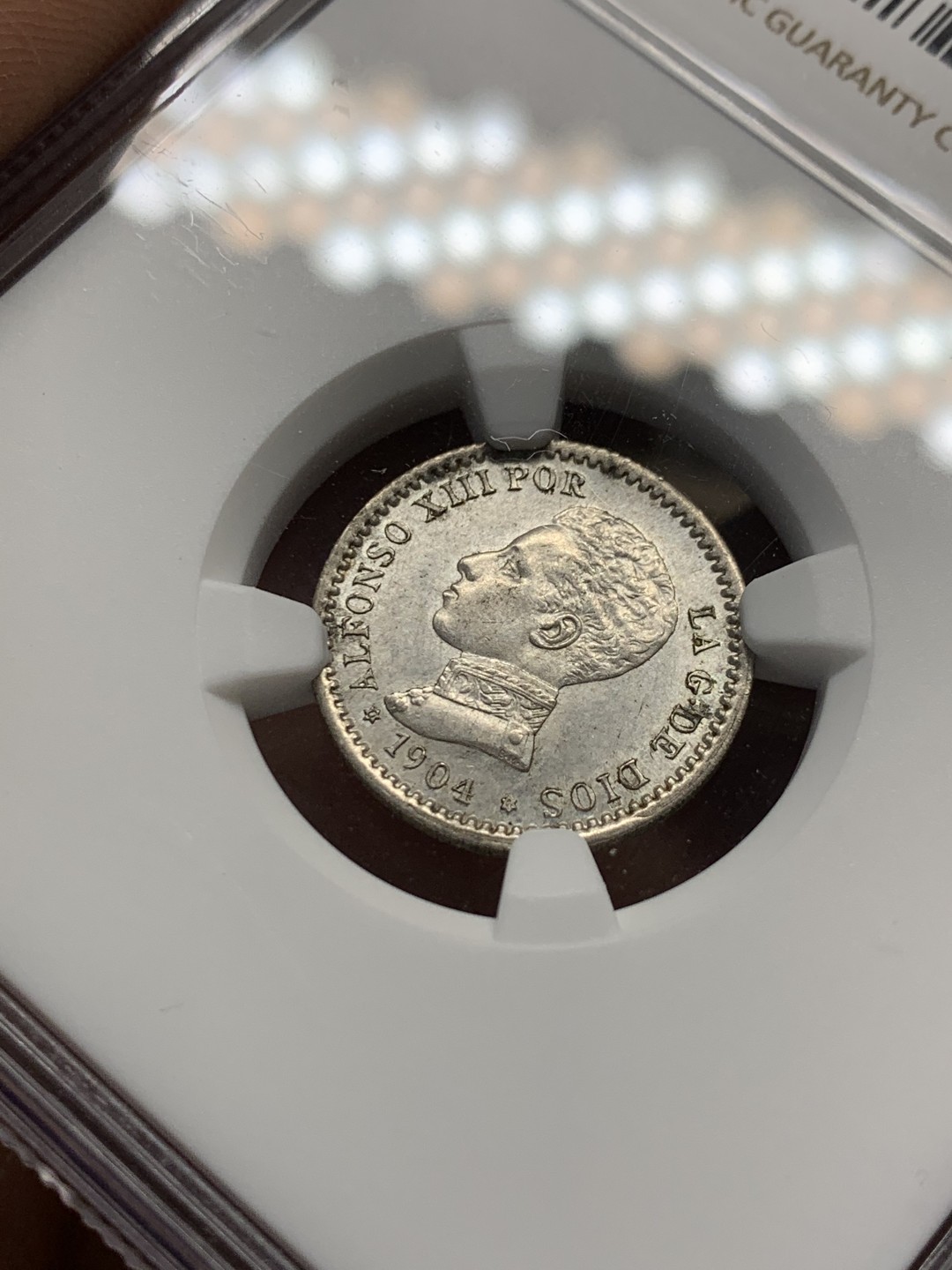 《竞宝斋》第148场-周日，周一 2场 (全场包邮) NGC-MS61 西班牙1904 阿方索十三世 50C 银币