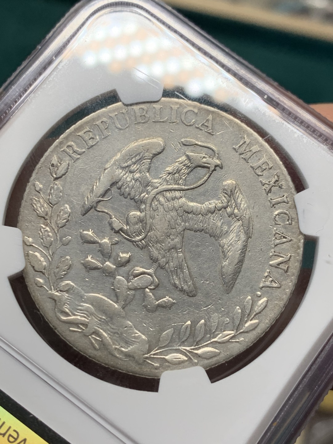 《竞宝斋》第148场-周日，周一 2场 (全场包邮) NGC AU 墨西哥 1895/1 骑字版 Go厂花边鹰洋 8R大银币