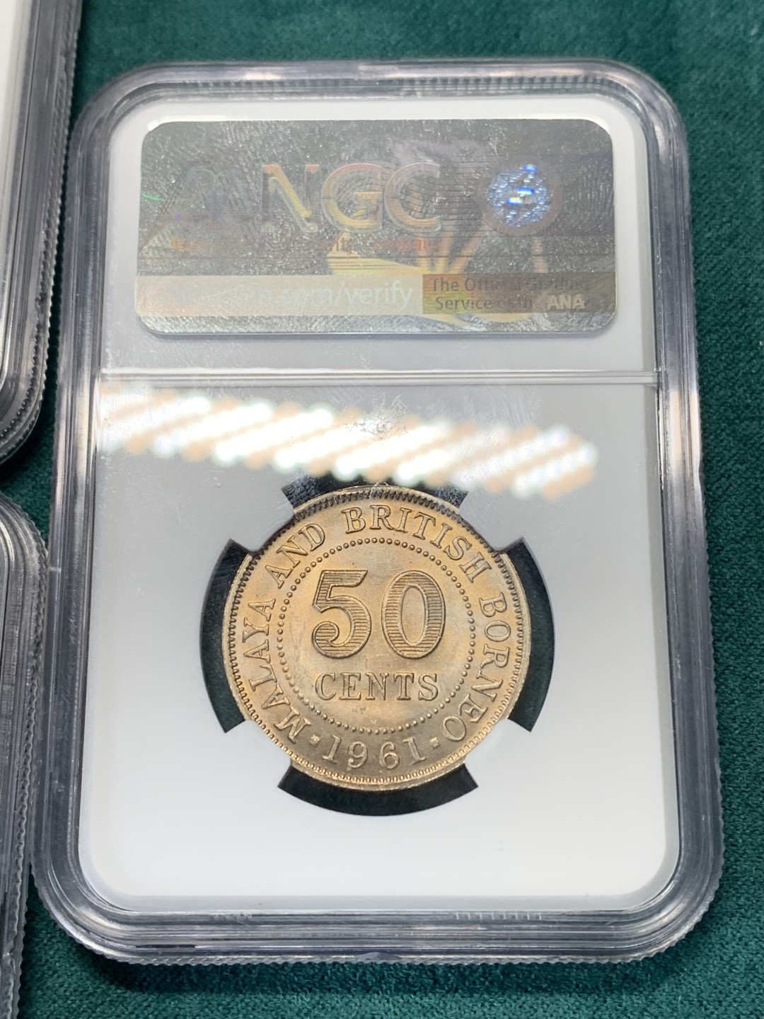 《竞宝斋》第148场-周日，周一 2场 (全场包邮) 5枚一组 NGC MS62-64英属马来亚1961年清年份套币，伊丽莎白二世最后一年的荣光第二年就没有女王头像了