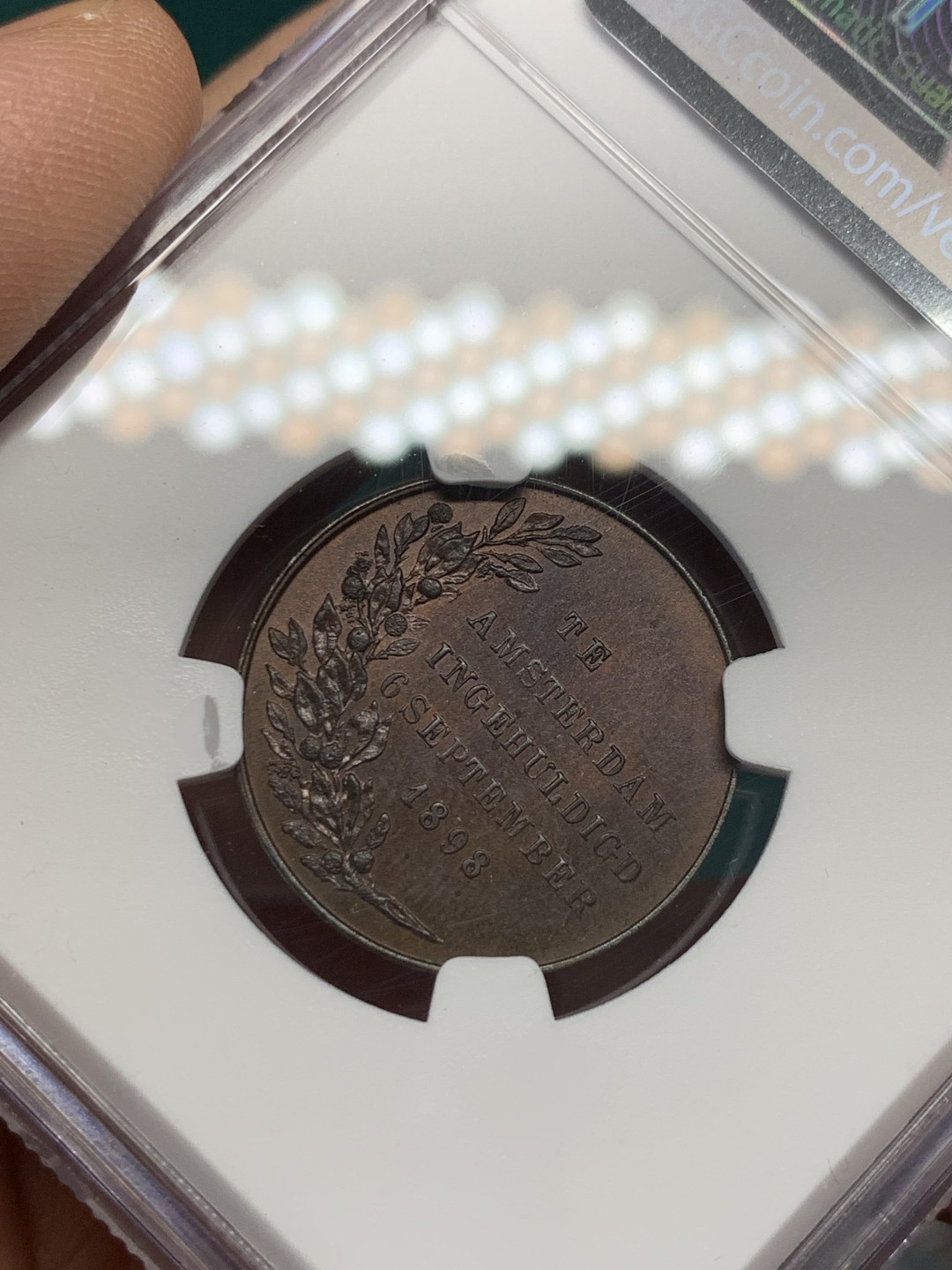 《竞宝斋》第148场-周日，周一 2场 (全场包邮) NGC-MS63 荷兰1898年 威廉米娜女王加冕纪念 铜章 稀少品种