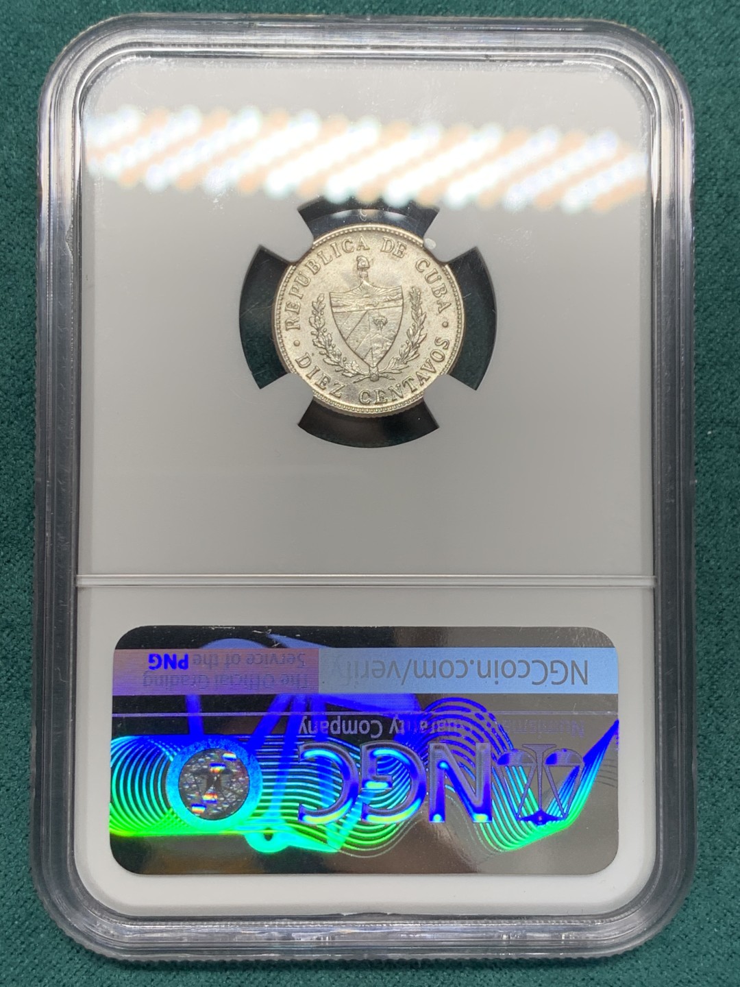 《竞宝斋》第148场-周日，周一 2场 (全场包邮) NGC-MS62 古巴1948年 10分大五星银币 48年比49年少很多