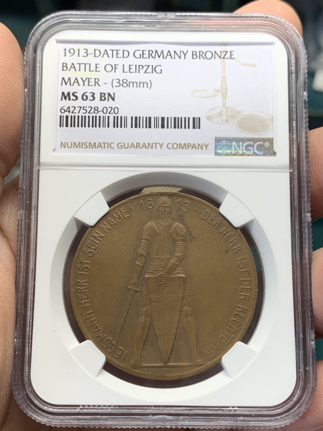 《竞宝斋》第148场-周日，周一 2场 (全场包邮) NGC MS63 1913年德国莱比锡战役百年纪念铜章