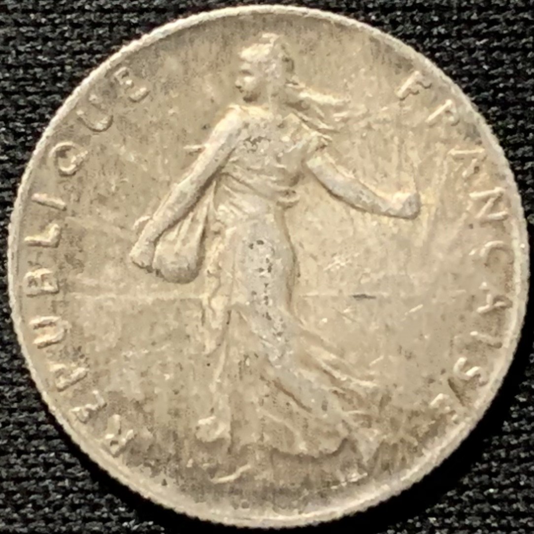 紫瑗钱币——第262期拍卖 法国 1915年 播种女神 50分 2.5克 0.835银