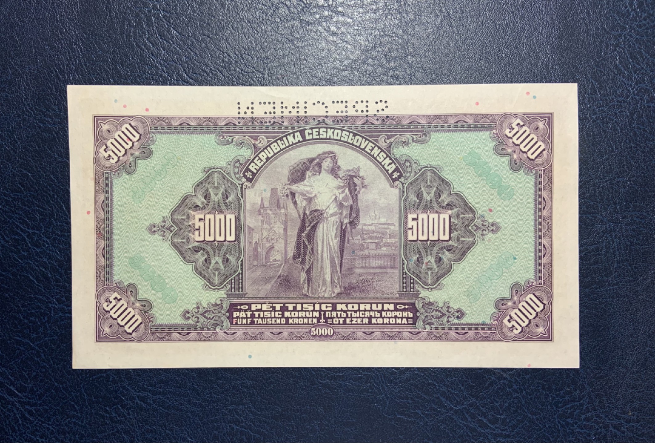 收藏联盟Quantum Auction 第246期拍卖 捷克斯洛伐克1920年5000克朗样票 品相UNC-