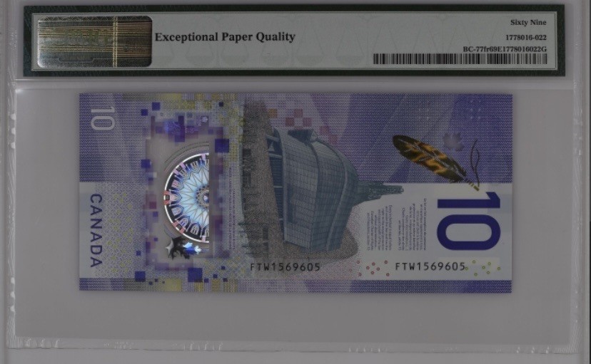 收藏联盟Quantum Auction 第245期拍卖  加拿大2018年10元首发 PMG69 冠军分