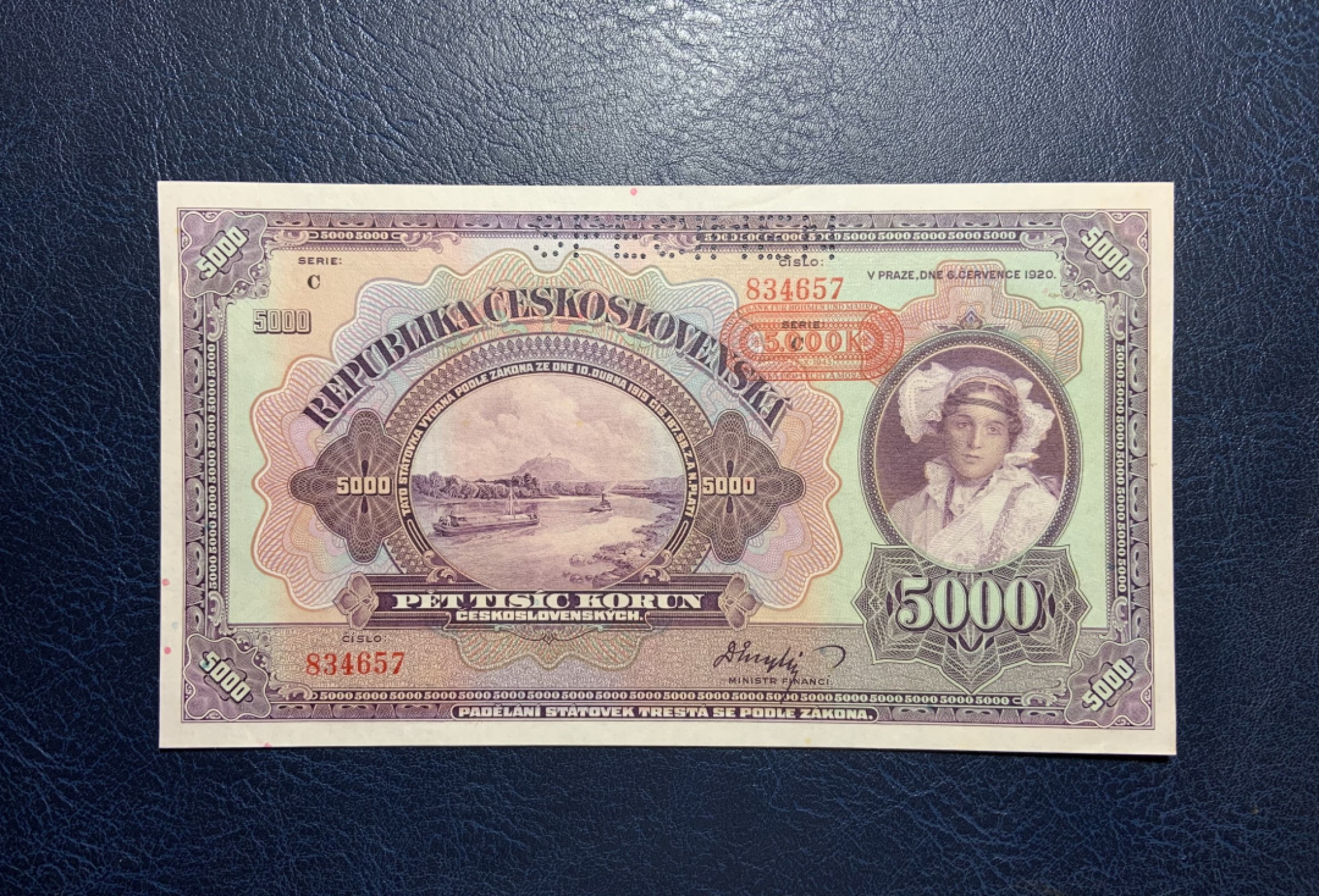 收藏联盟Quantum Auction 第246期拍卖 捷克斯洛伐克1920年5000克朗样票 品相UNC-