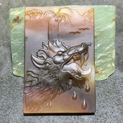 精美高玉化巴西玛瑙雕刻战狼牌子一个， - 精美高玉化巴西玛瑙雕刻战狼牌子一个，