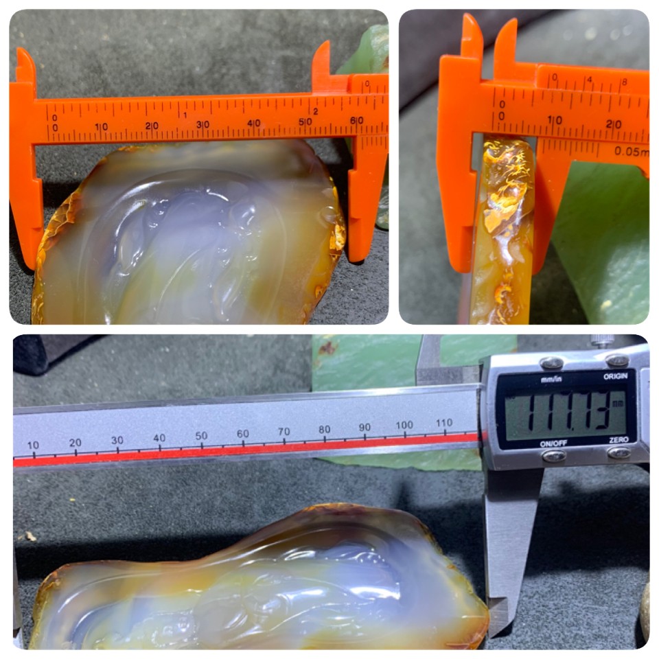 重器天然马达加斯加原皮玛瑙雕刻站观音牌子一块