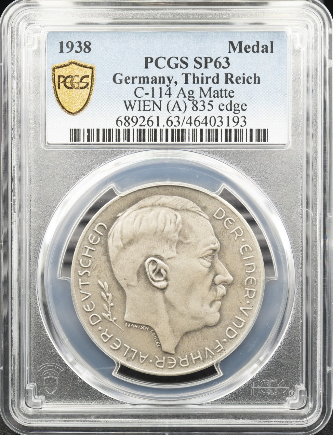 万国钱币拍卖第005期 1938年德意志元首吞并奥地利经典纪念银章，不太能见到好品的品种了
