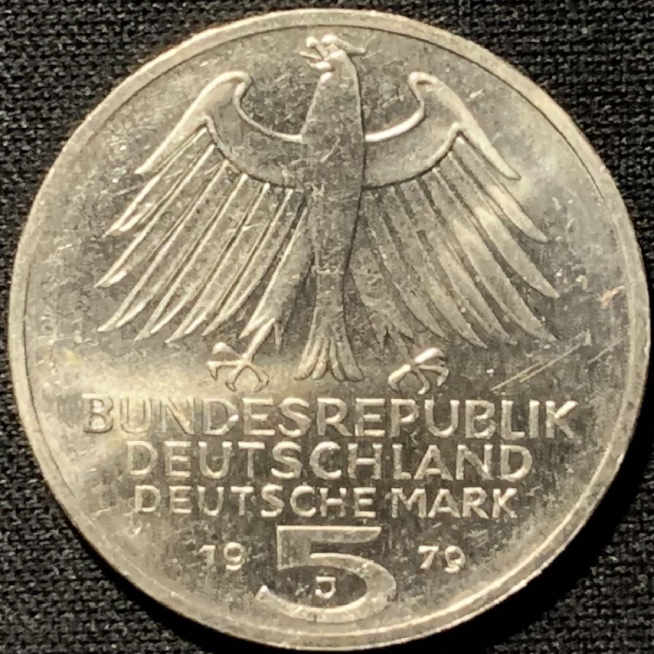 紫瑗钱币——第262期拍卖 联邦德国 1979年 D厂 德国考古学会诞辰125周年 5马克 11.2克 0.625银 UNC