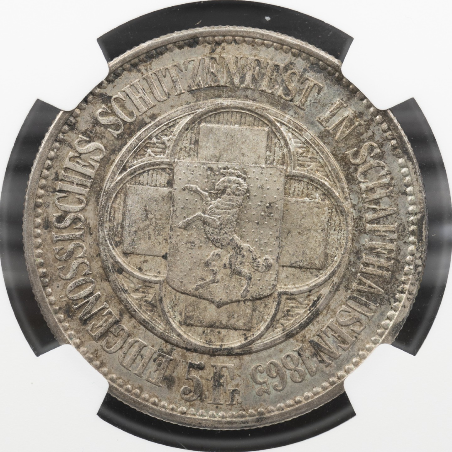 万国钱币拍卖第005期 1865瑞士沙夫豪森射击节5法郎银币