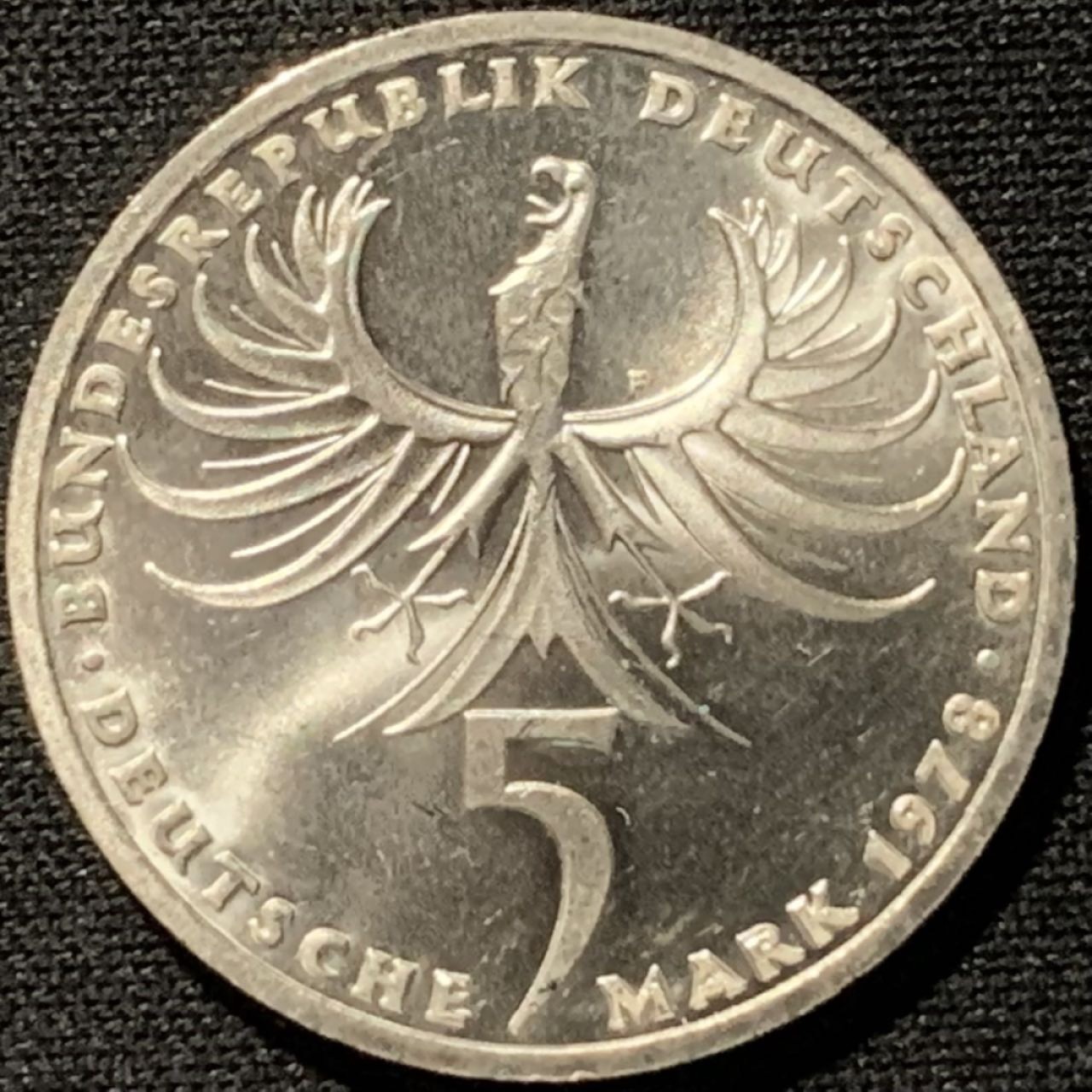 紫瑗钱币——第262期拍卖 联邦德国 1978年 F厂 诺依曼逝世225周年 5马克 11.2克 0.625银 UNC