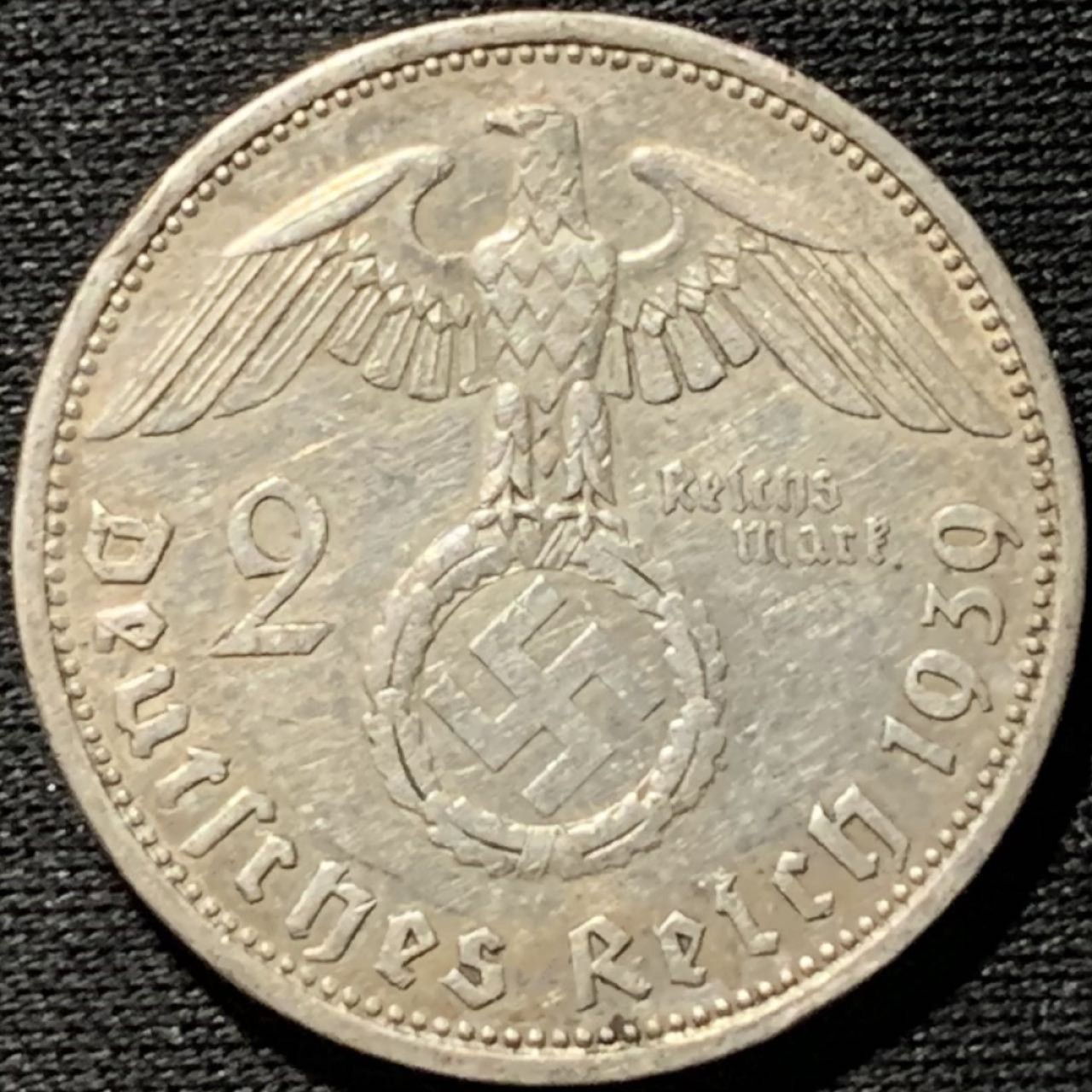 紫瑗钱币——第262期拍卖 德国 1939年 A版 兴登堡 字符 2马克 8克 0.625银