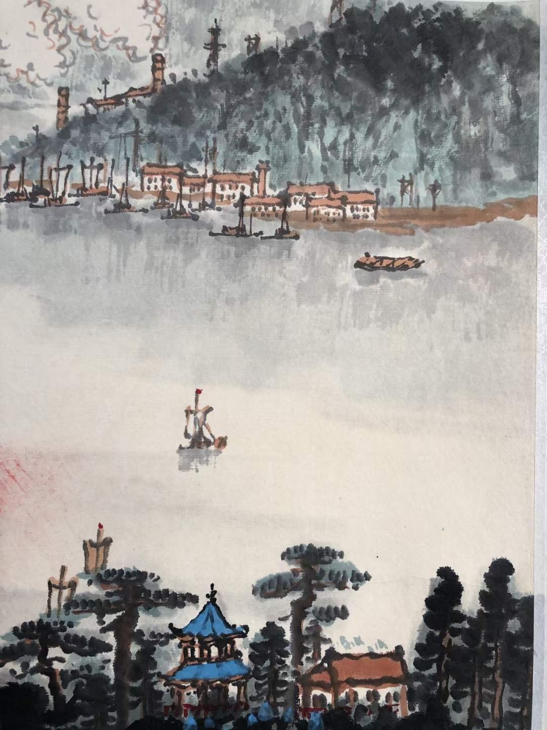 钱松岩山水图一副，画工精湛，形象逼真，纸本立轴包手绘，画心68/45……h12