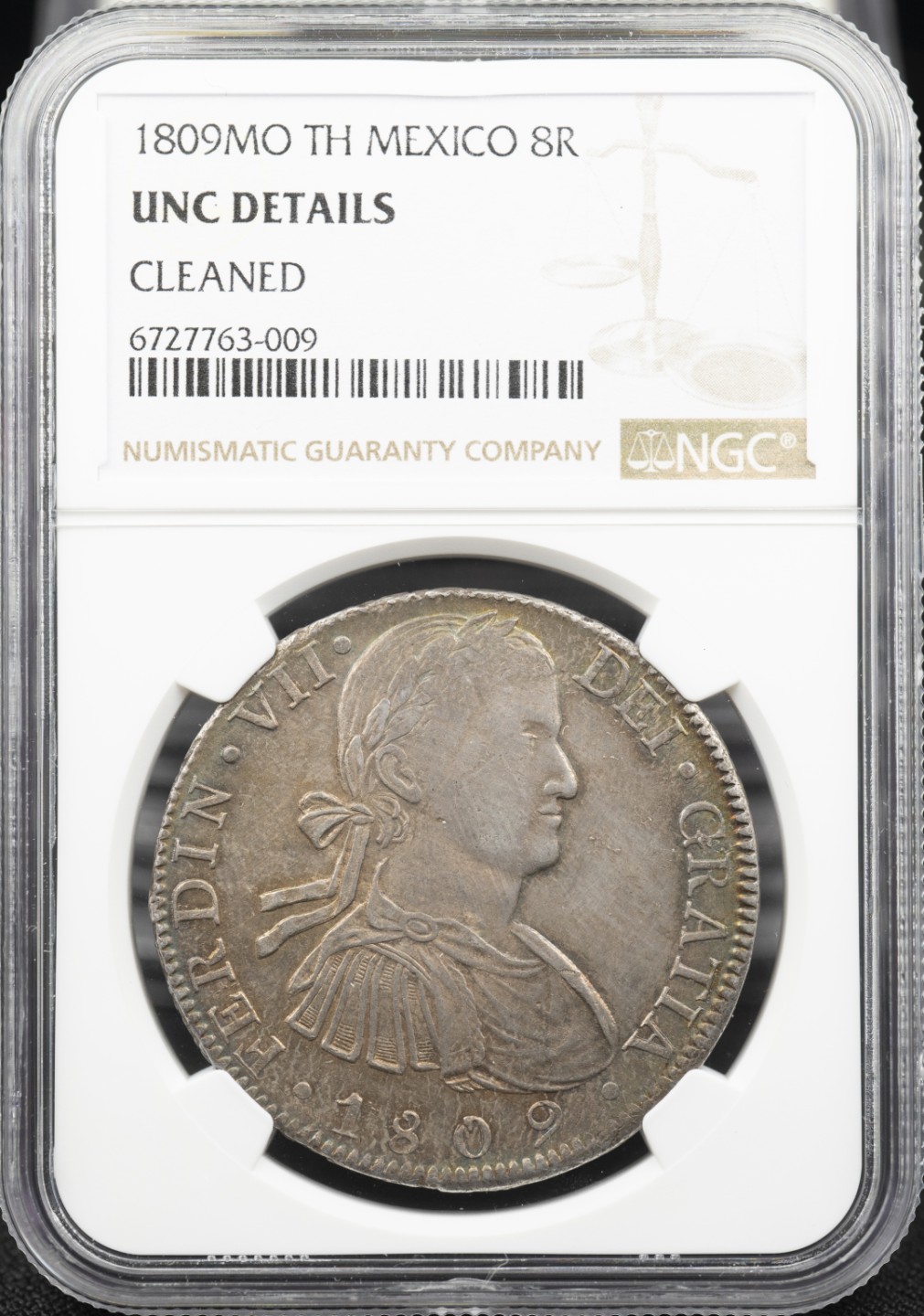 万国钱币拍卖第005期 1809MOTH西属墨西哥费迪南七世人像双柱8里亚尔