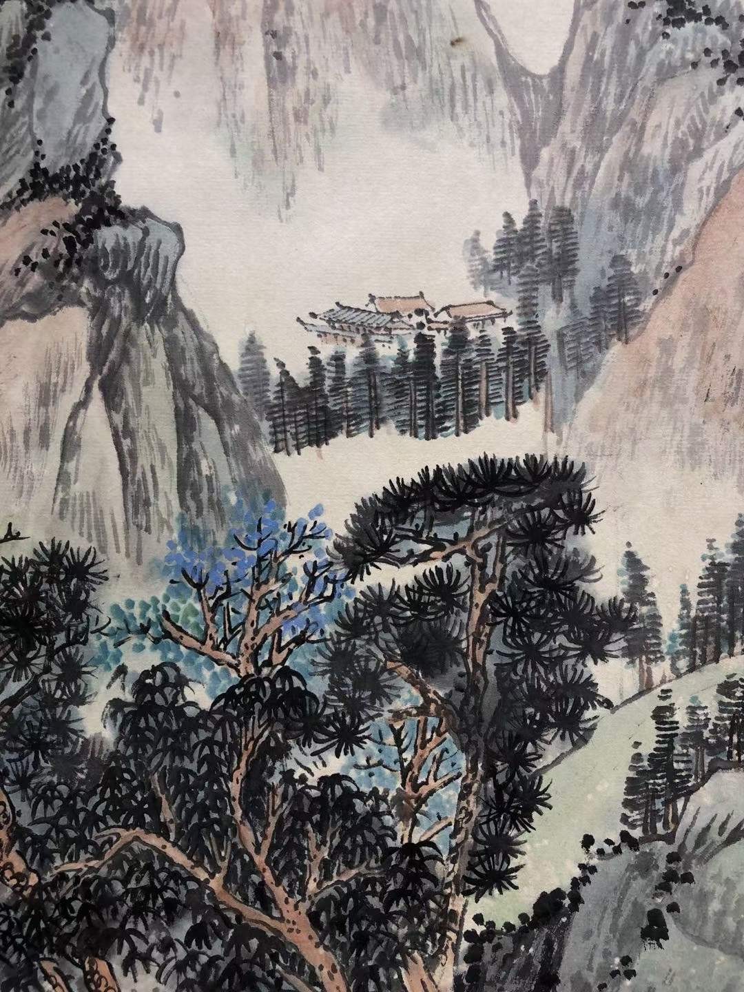 唐云高品纸本山水画一副，画工精湛，着色自然，品相完整，画心尺寸67/42……h8