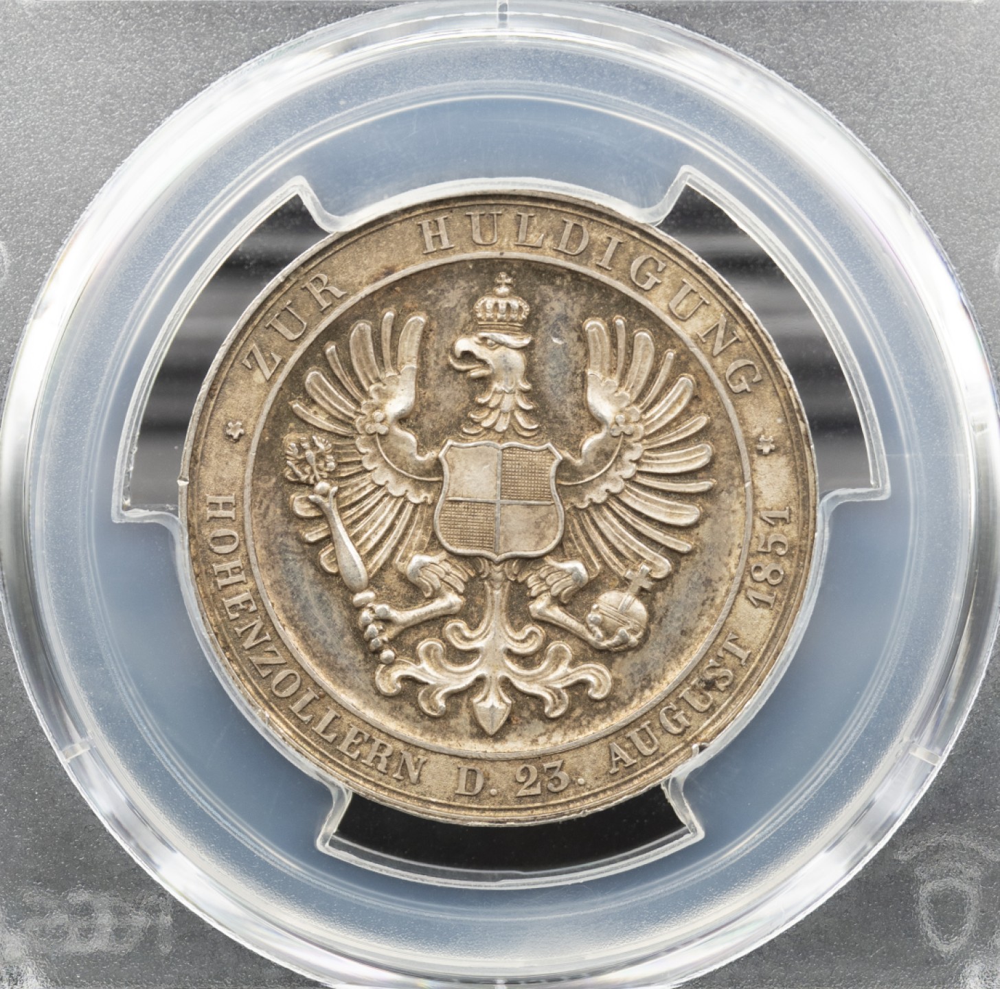 万国钱币拍卖第005期 1851德国普鲁士威廉四世霍亨索伦—西格玛林根银章，稀少