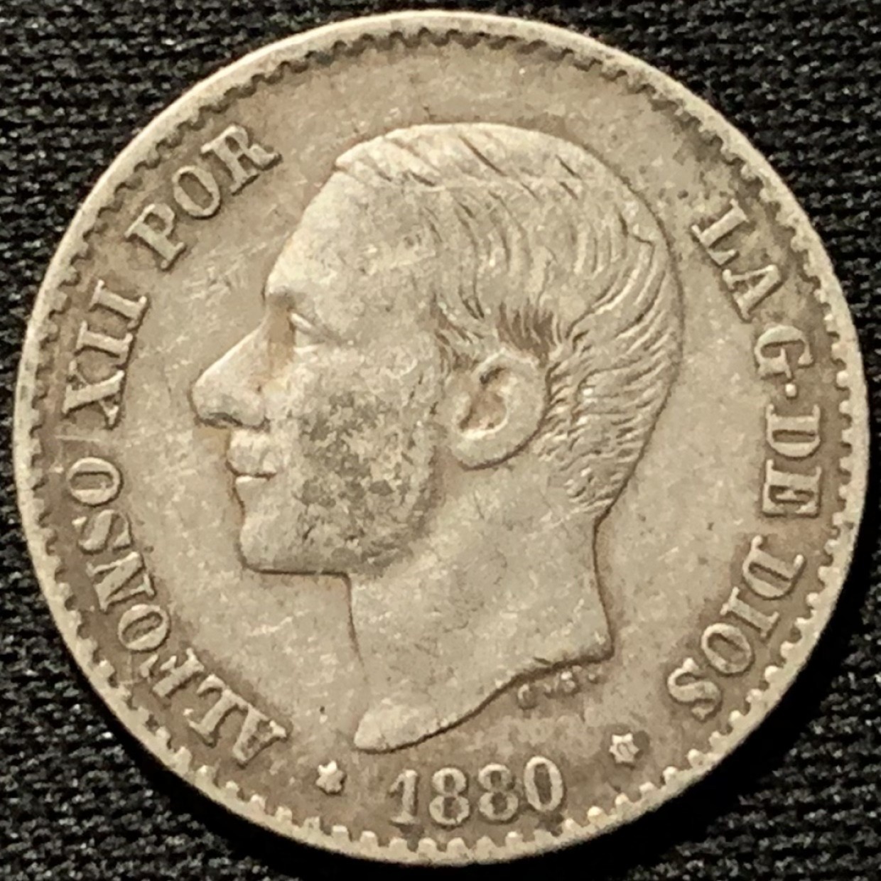 紫瑗钱币——第262期拍卖 西班牙 1880年 阿方索十二世 50分 2.5克 0.835银