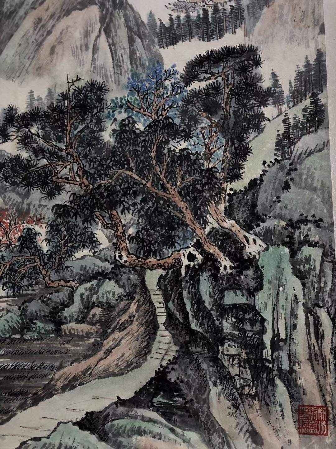唐云高品纸本山水画一副，画工精湛，着色自然，品相完整，画心尺寸67/42……h8